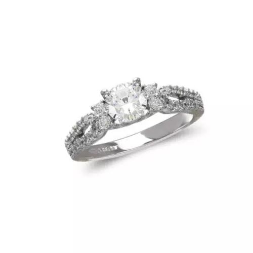 NEW 14K WHITE GOLD LADIES FASHION SOLITAIRE CZ RING (1 of 2)