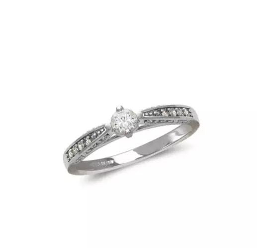 NEW 14K WHITE GOLD LADIES FASHION SOLITAIRE CZ RING (1 of 2)