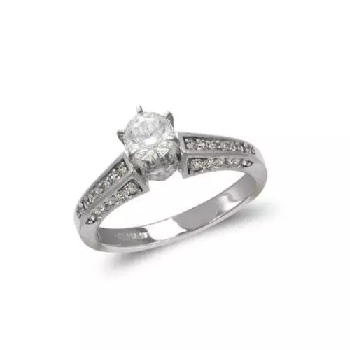 NEW 14K WHITE GOLD LADIES FASHION SOLITAIRE CZ RING (1 of 2)