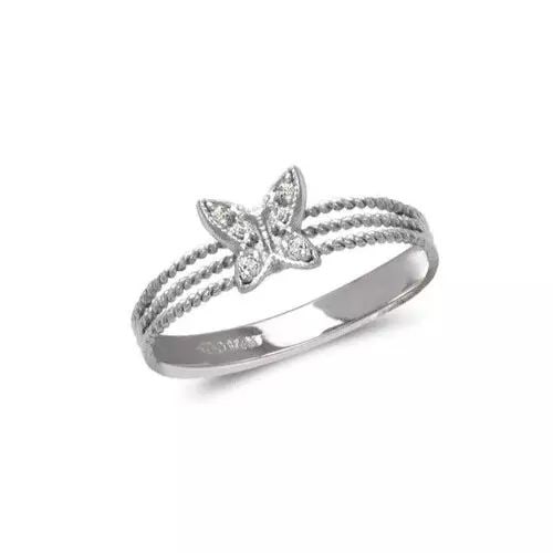 NEW 14K WHITE GOLD LADIES FASHION BUTTERFLY CZ RING (1 of 2)