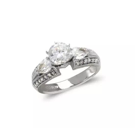 NEW 14K WHITE GOLD LADIES FASHION SOLITAIRE CZ RING (1 of 2)