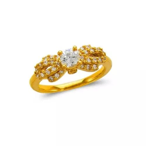 NEW 14K YELLOW GOLD LADIES FASHION SOLITAIRE CZ RING (1 of 2)