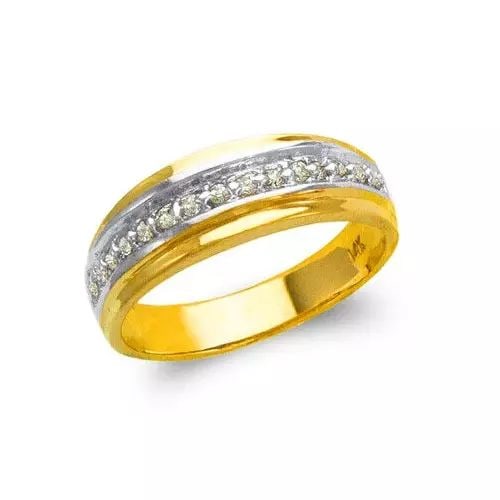 NEW 14K TWO TONE GOLD MEN'S WEDDING TRIO CZ RING (1 of 2)
