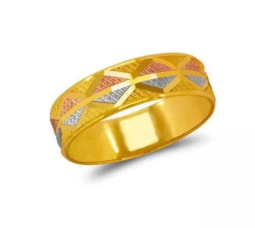 NEW 14K TRI COLOR GOLD D/C WEDDING BAND (1 of 2)