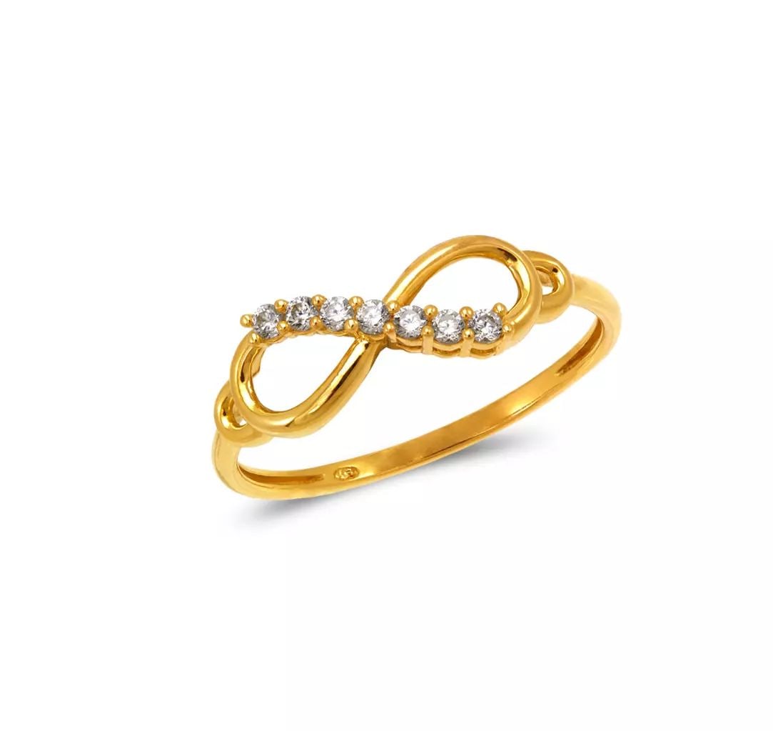 NEW 14K YELLOW GOLD LADIES FANCY INFINITY CZ RING (1 of 2)