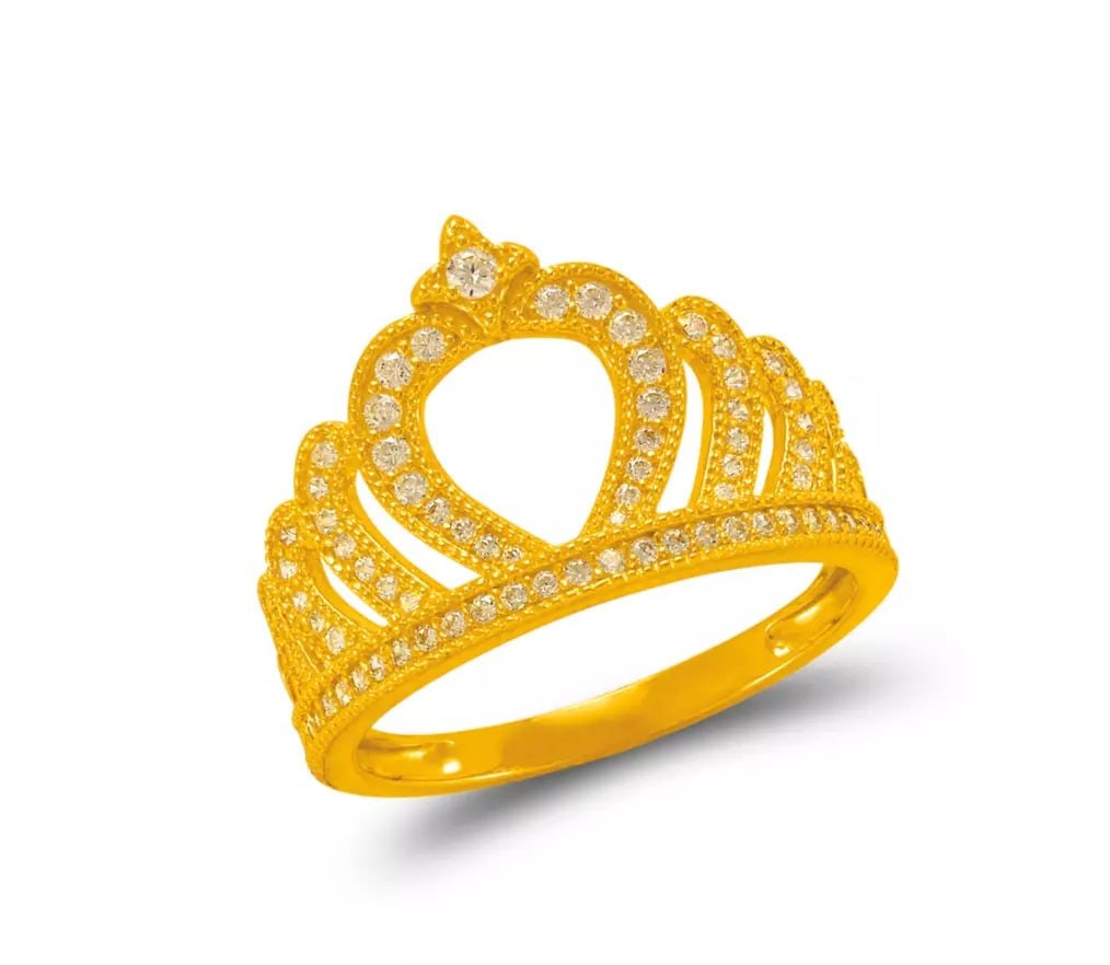 NEW 14K YELLOW GOLD LADIES FANCY TIARA CZ RING (1 of 2)