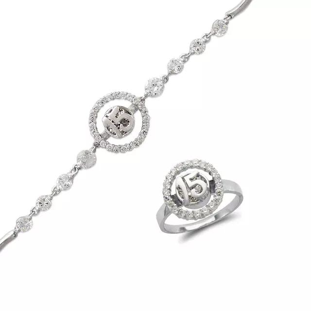 NEW 14K WHITE GOLD FANCY SET RING BRACELET (1 of 2)