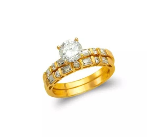 NEW 14K YELLOW GOLD LADIES FANCY SOLITAIRE CZ RING (1 of 2)