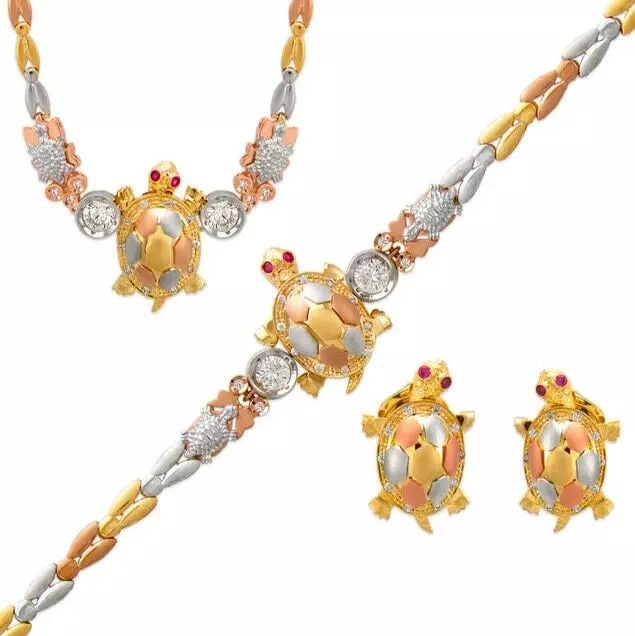 NEW 14K TRI COLOR GOLD FANCY SET BRACELET PENDANT EARRINGS (1 of 2)