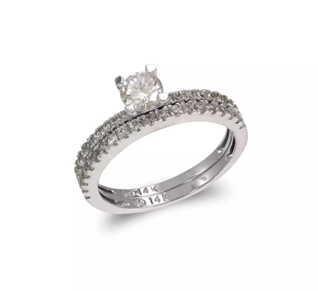 NEW 14K WHITE GOLD LADIES FANCY TWO -PIECE CZ RING (1 of 2)
