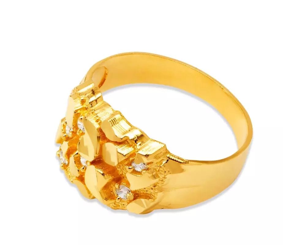 NEW 14K YELLOW GOLD MEN'S NUGGET RING (1 of 2)