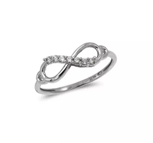 NEW 14K WHITE GOLD LADIES FANCY INFINITY CZ RING (1 of 2)