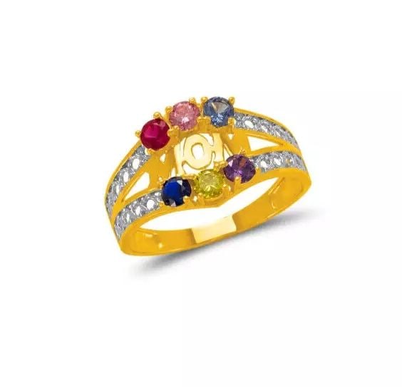 NEW 14K TWO TONE GOLD MOM CZ RING (1 of 2)