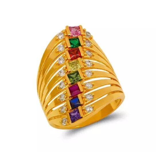 NEW 14K YELLOW GOLD MOTHER'S 8 - LINE CZ RING (1 of 2)