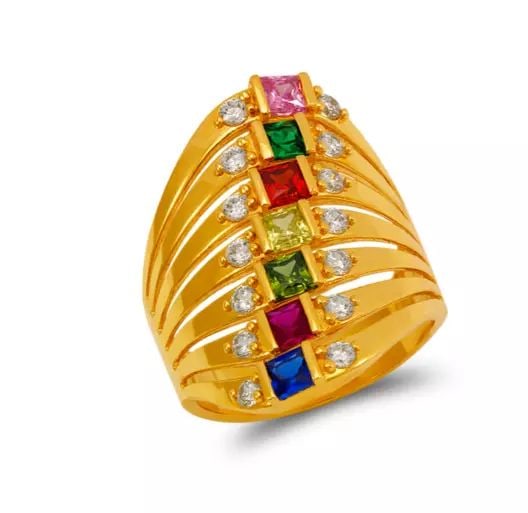 NEW 14K YELLOW GOLD MOTHER'S 7- LINE CZ RING (1 of 2)