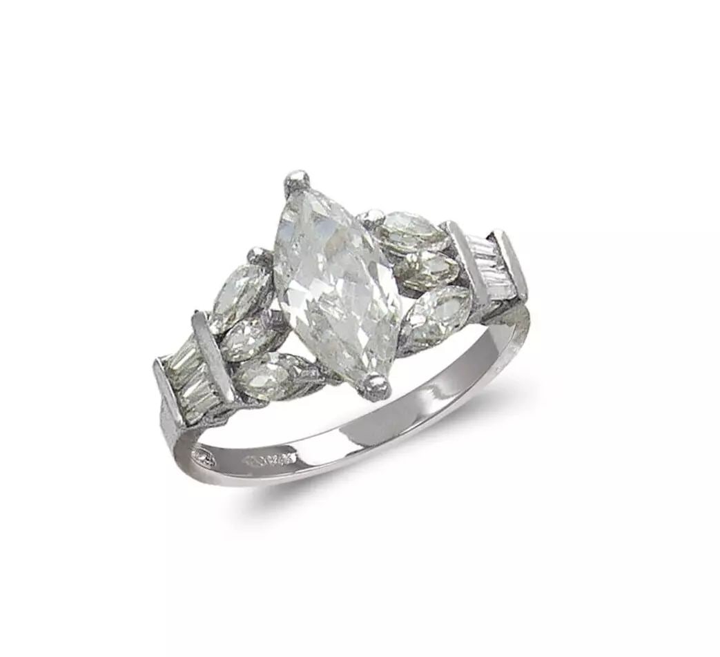 NEW 14K WHITE GOLD LADIES FASHION SOLITAIRE CZ RING (1 of 2)