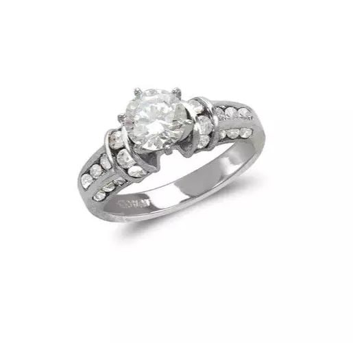 NEW 14K WHITE GOLD LADIES FASHION SOLITAIRE CZ RING (1 of 2)