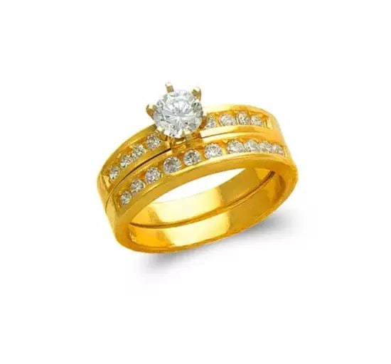 NEW 14K YELLOW GOLD LADIES FASHION SOLITAIRE CZ RING (1 of 2)