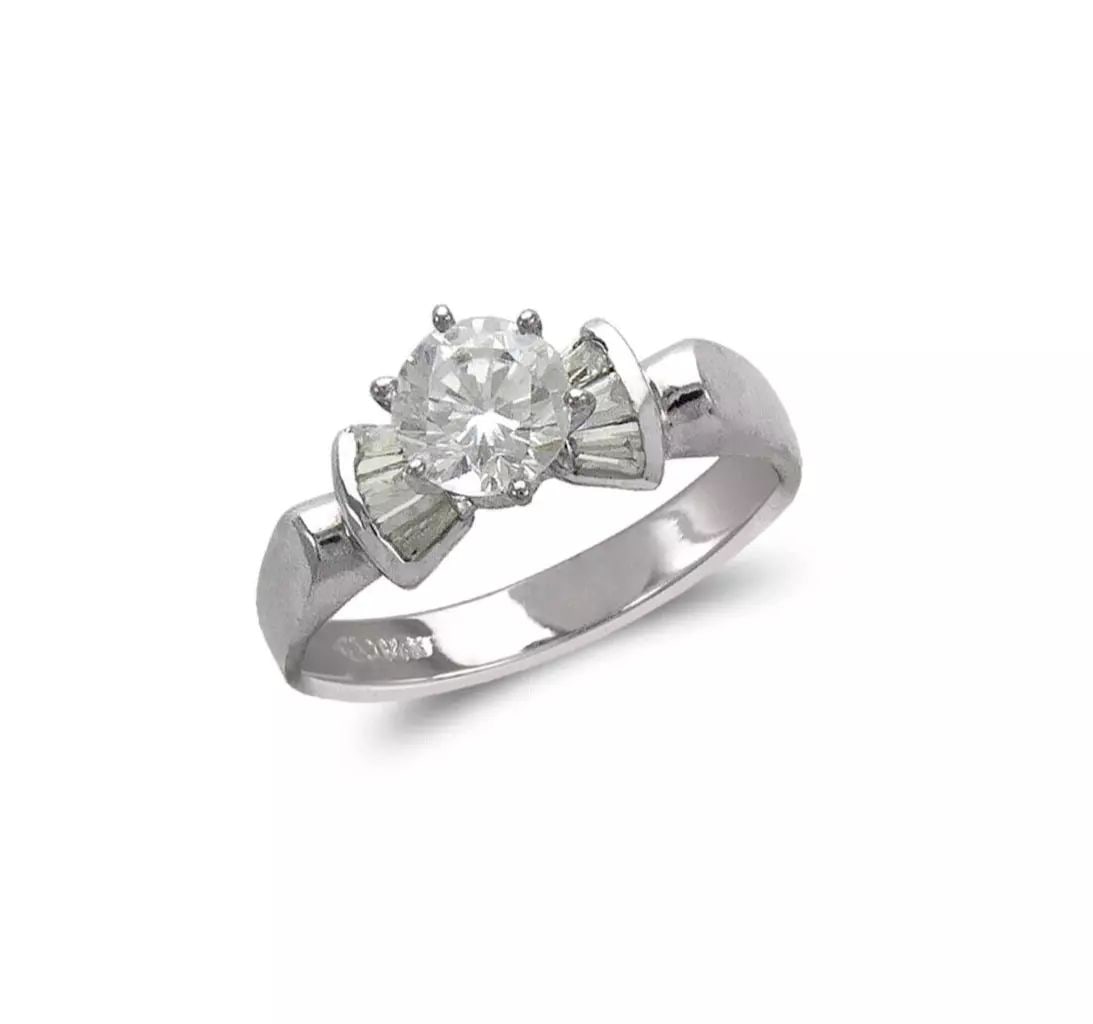 NEW 14K WHITE GOLD LADIES FASHION SOLITAIRE CZ RING (1 of 2)