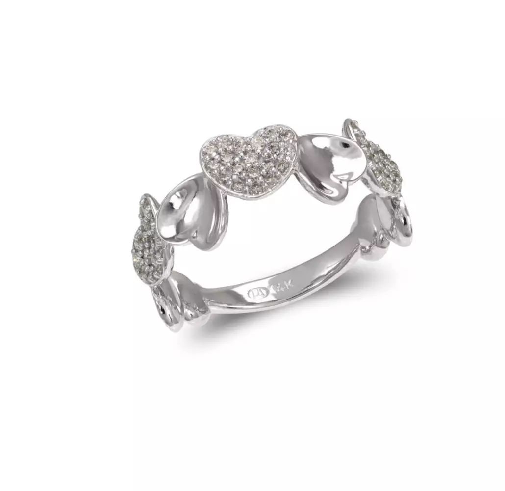 NEW 14K WHITE GOLD LADIES FANCY HEART CZ RING (1 of 2)