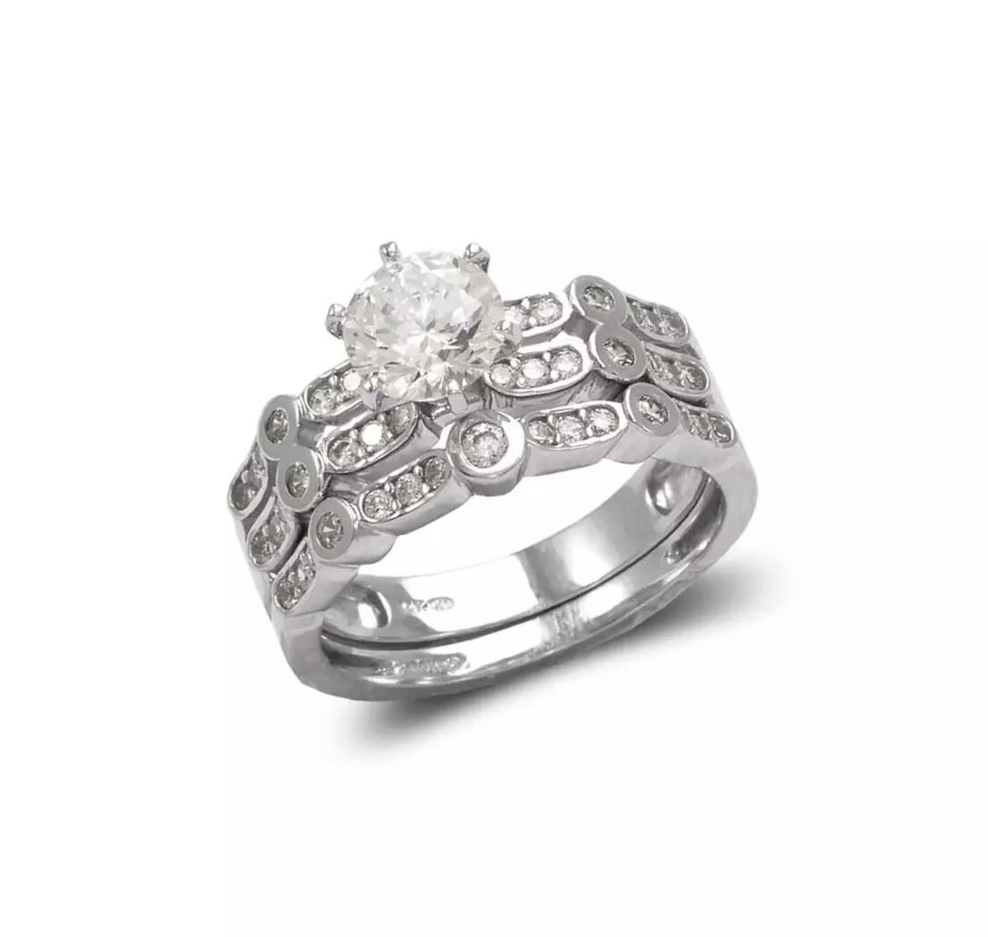 NEW 14K WHITE GOLD LADIES FANCY SOLITAIRE CZ RING (1 of 2)