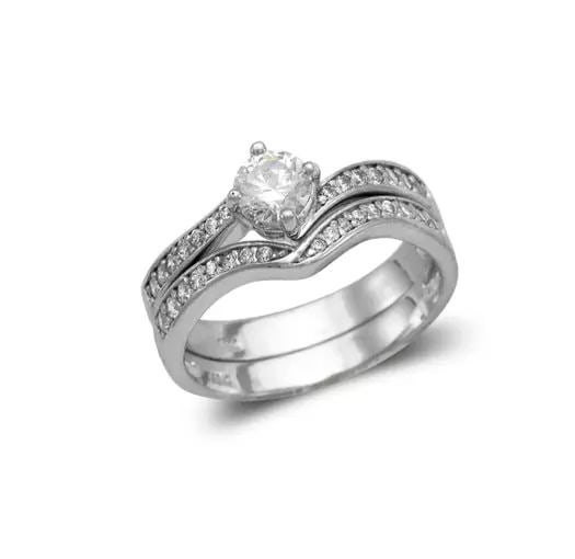 NEW 14K WHITE GOLD LADIES FANCY SOLITAIRE CZ RING (1 of 2)
