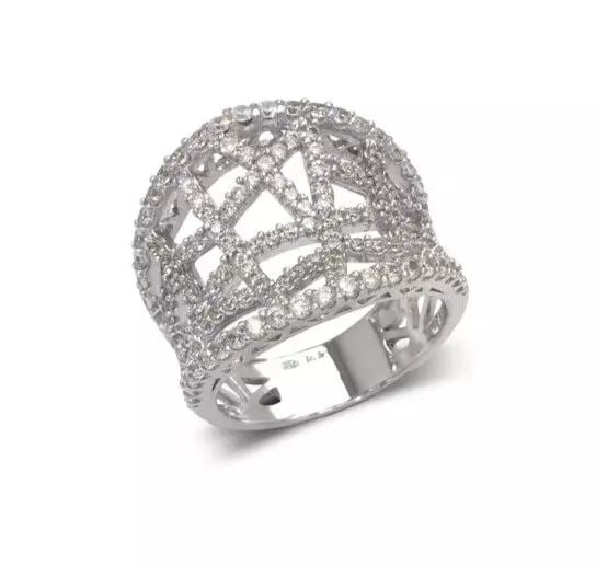 NEW 14K WHITE GOLD LADIES FANCY CZ RING (1 of 2)
