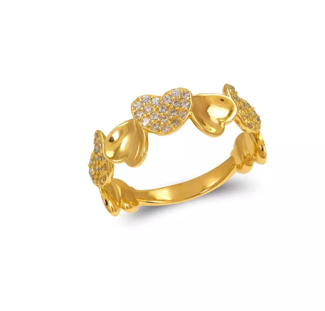NEW 14K YELLOW GOLD LADIES FANCY HEART CZ RING (1 of 2)