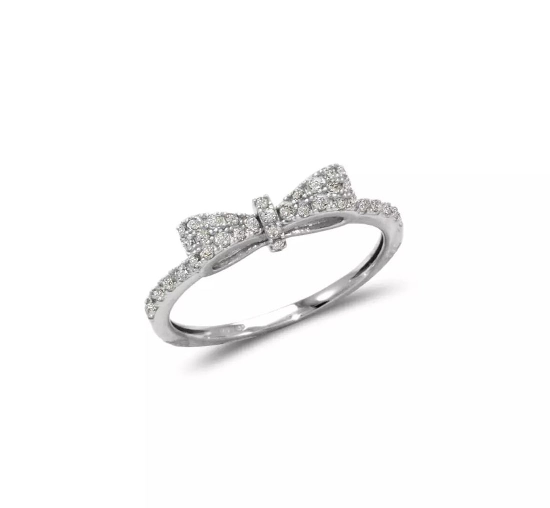 NEW 14K WHITE GOLD LADIES FANCY BOW CZ RING (1 of 2)