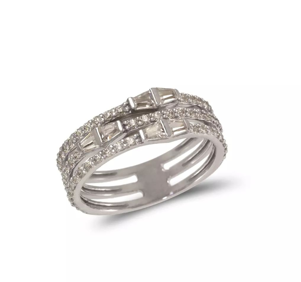 NEW 14K WHITE GOLD LADIES FANCY CZ RING (1 of 2)