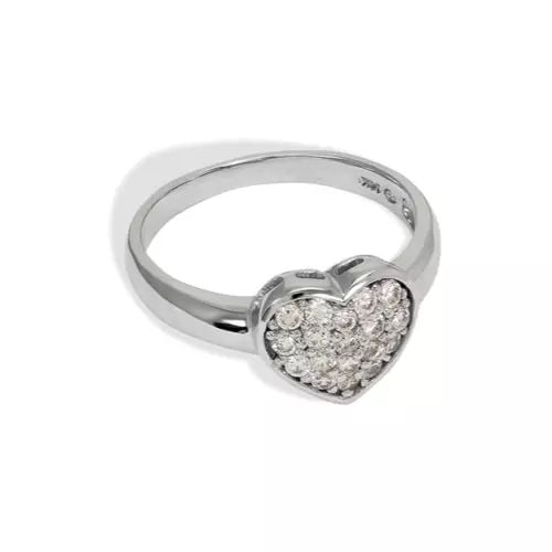 NEW 14K WHITE GOLD LADIES FANCY HEART CZ RING (1 of 2)