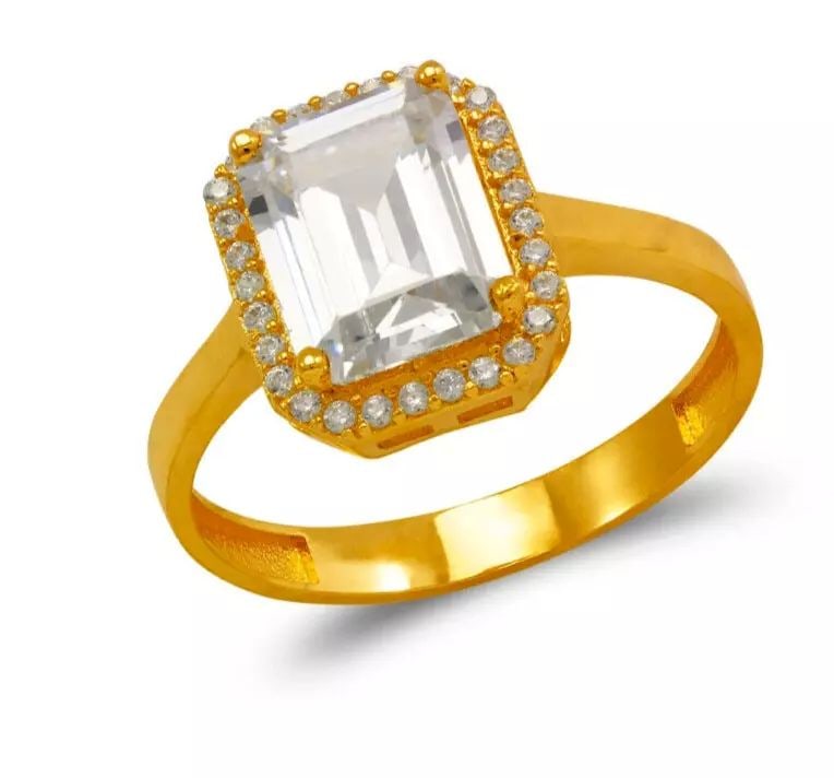 NEW 14K YELLOW GOLD LADIES CZ RING (1 of 2)