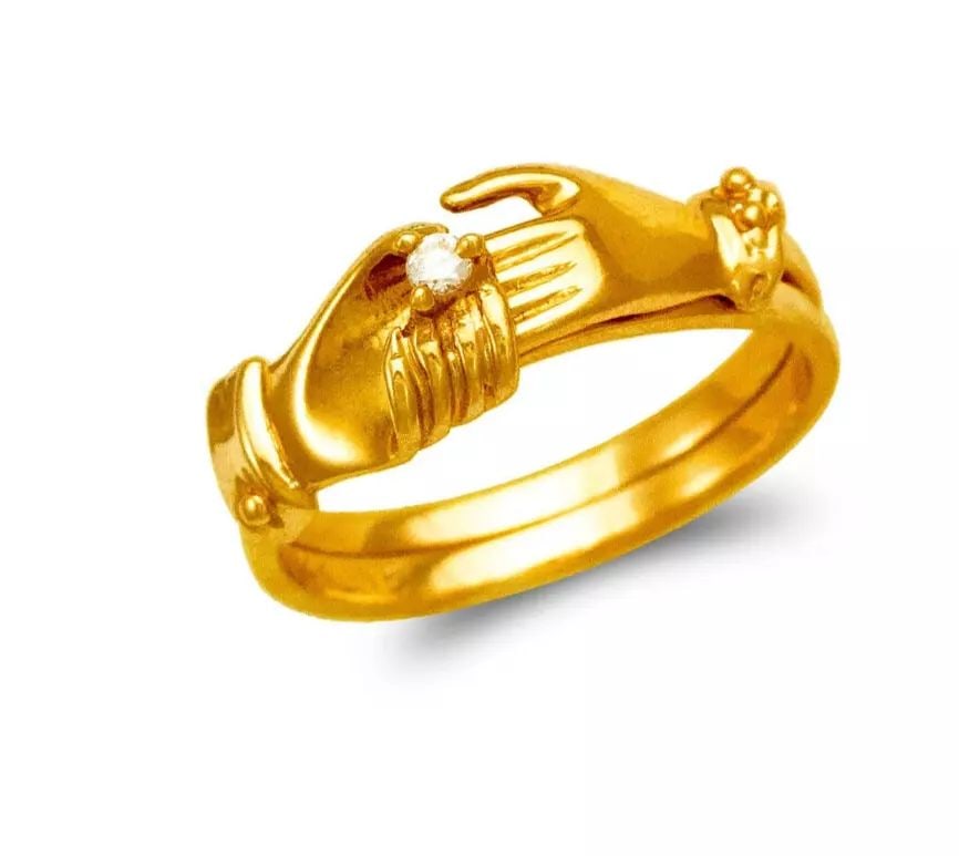NEW 14K YELLOW GOLD LADIES HOLDING HANDS DESIGN (1 of 2)