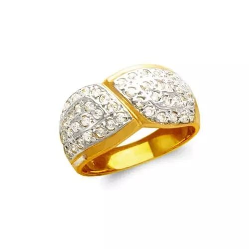 NEW 14K TWO TONE GOLD LADIES FASHION CZ RING (1 of 2)