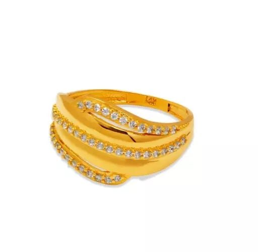 NEW 14K YELLOW GOLD LADIES MICRO CZ RING (1 of 2)