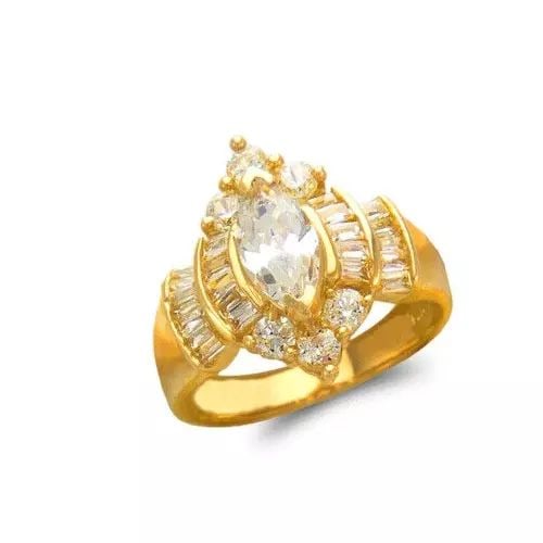 NEW 14K YELLOW GOLD LADIES FASHION CZ RING (1 of 2)