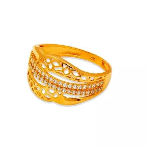 NEW 14K YELLOW GOLD LADIES MICRO CZ RING (1 of 2)