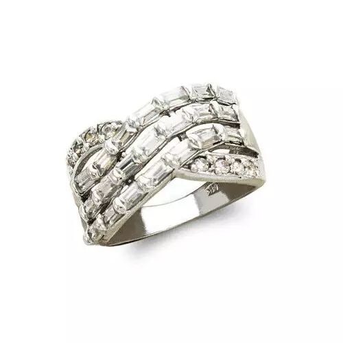 NEW 14K WHITE GOLD LADIES FASHION CZ RING (1 of 2)