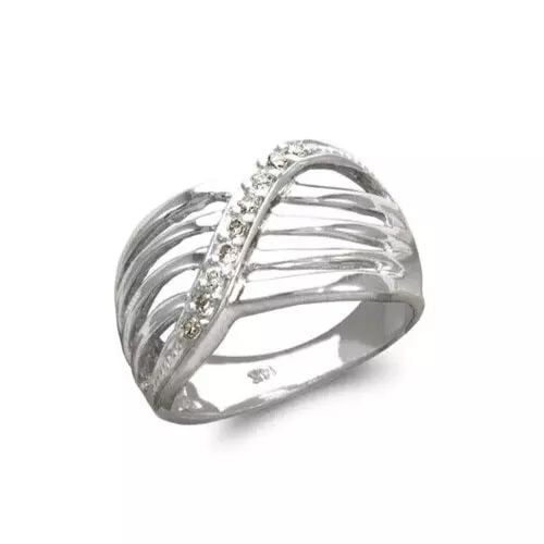 NEW 14K WHITE GOLD LADIES FASHION CZ RING (1 of 2)
