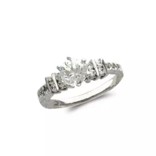 NEW 14K WHITE GOLD LADIES FASHION SOLITAIRE CZ RING (1 of 2)