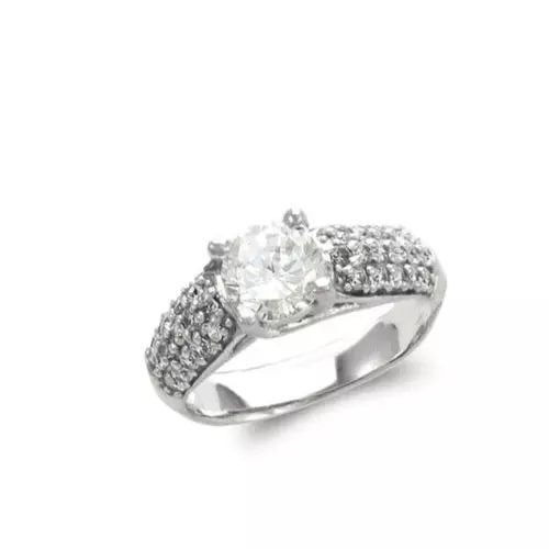 NEW 14K WHITE GOLD LADIES FASHION SOLITAIRE CZ RING (1 of 2)
