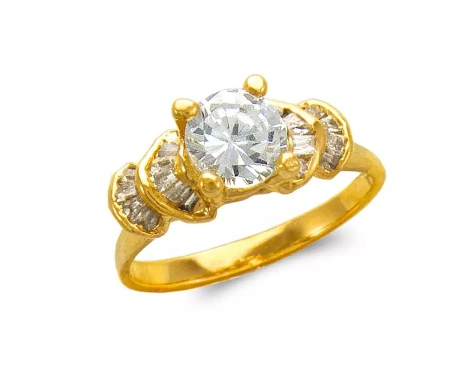 NEW 14K YELLOW GOLD LADIES FASHION SOLITAIRE CZ RING (1 of 2)