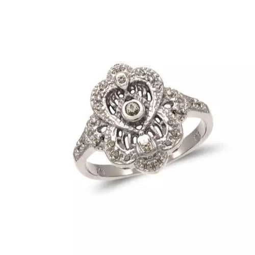 NEW 14K WHITE GOLD LADIES FASHION CZ RING (1 of 2)