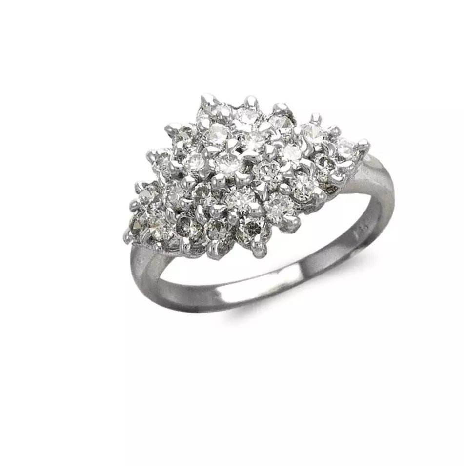 NEW 14K WHITE GOLD LADIES FASHION CZ RING (1 of 2)