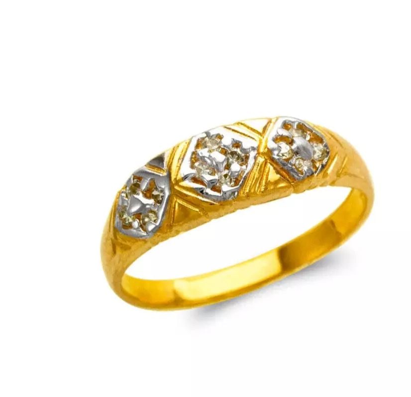 NEW 14K TWO TONE GOLD LADIES FASHION CZ RING (1 of 2)