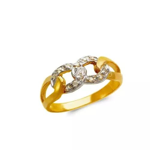 NEW 14K TWO TONE GOLD LADIES FASHION CZ RING (1 of 2)