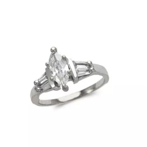 NEW 14K WHITE GOLD LADIES FASHION SOLITAIRE CZ RING (1 of 2)