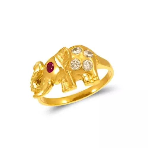 NEW 14K YELLOW GOLD LADIES ELEPHANT FASHION CZ RING (1 of 2)