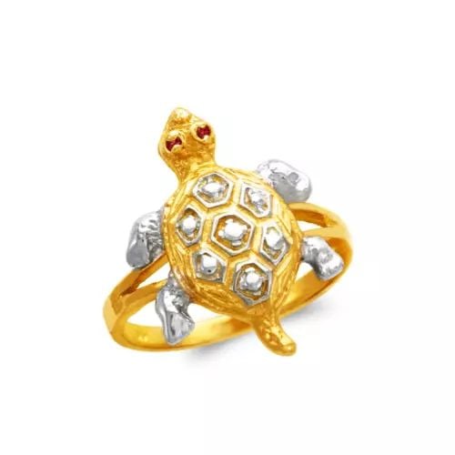 NEW 14K TWO TONE GOLD LADIES TURTLE FASHION CZ RING (1 of 2)