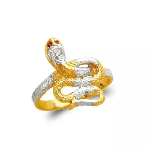 NEW 14K TWO TONE GOLD LADIES SNAKE FASHION CZ RING (1 of 2)